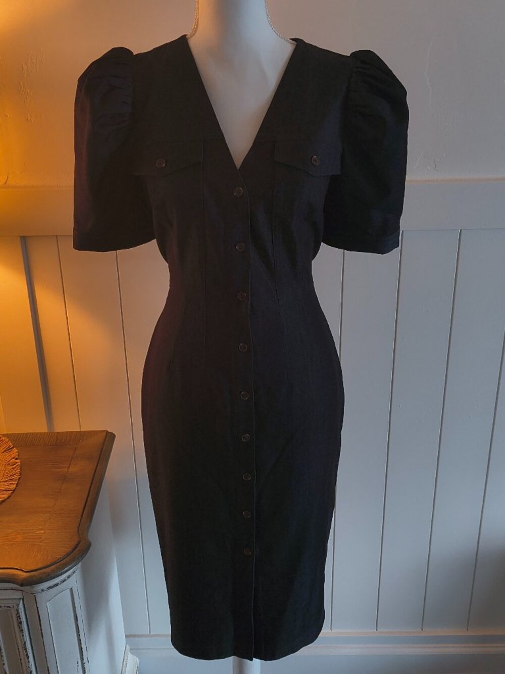 Calvin Klein Dark Denim-Look Sheath Dress – Size 6